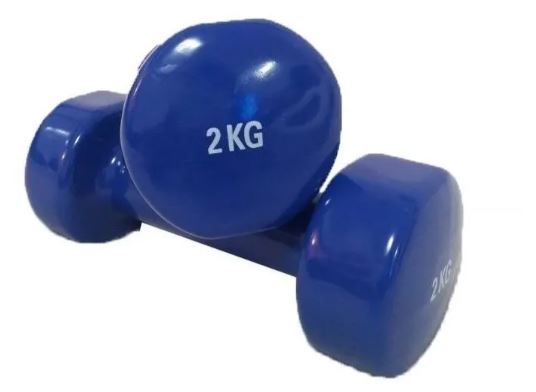 Pesa Mancuerna 2kg Recubierta Con Goma Fitness Gimnasio