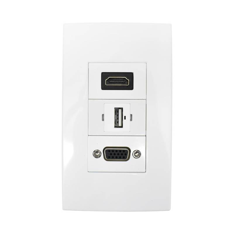 PLACA DE PARED C/USB/VGA/HDMI - FACEPLATE -  WP-31