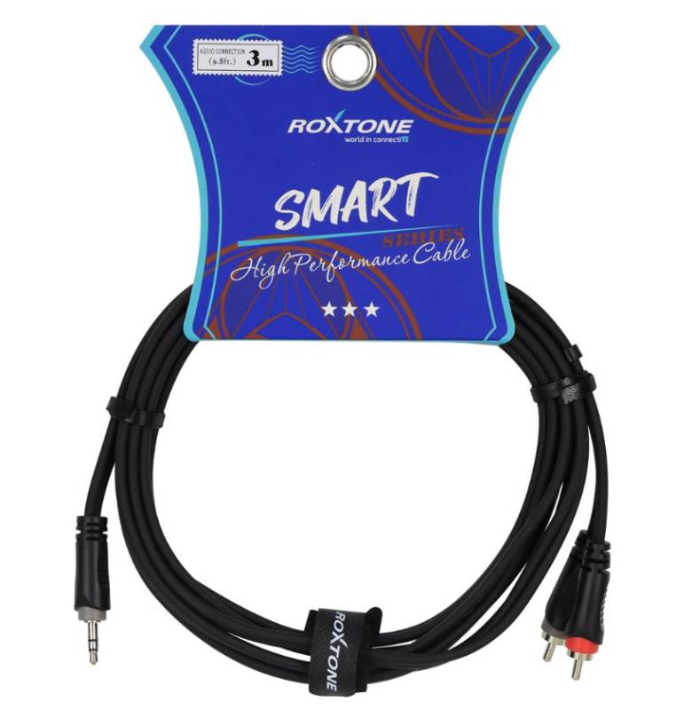 Cable discman Roxtone 2 plug rca x 1 plug 3.5 st 3 metros