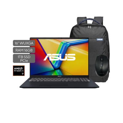ASUS Vivobook 16 (M1607) 15.6'' R7 16GB 1TB M1607KA-MB110 *Incluye mouse y mochila.