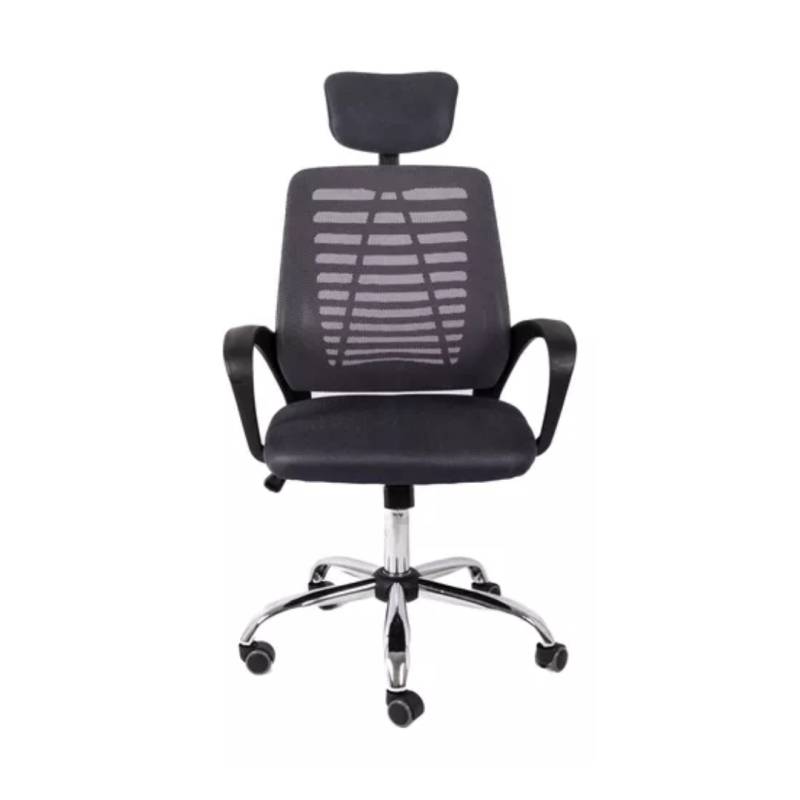 Silla de oficina con apoya cabeza negra