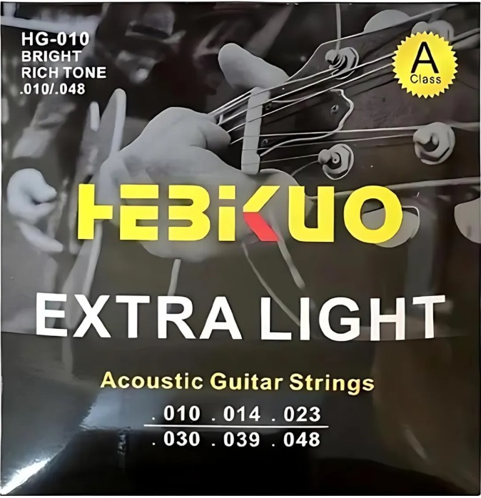 Juego de Cuerdas Metalicas para Guitarra Electro Acustica Metal Dorada 010-0.48