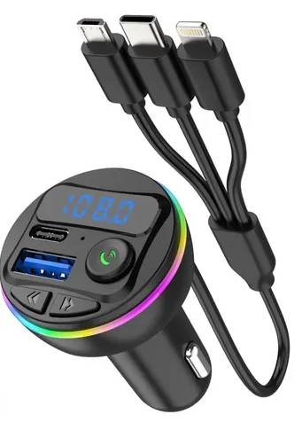 Modulo transmisor FM MP3 bluetooth G46 cigarrillera carro con cables de carga