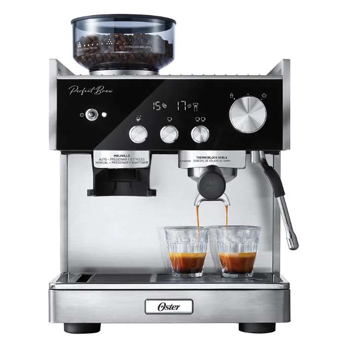 Cafetera Oster 1700w expresso espuma ACC BVSTEM7400-013 con pantalla y molino