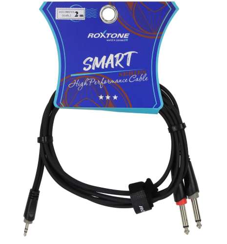 Cable de audio Roxtone 1 PLUG 3.5 ST X 2 PLUG 6.3 MN 2MT