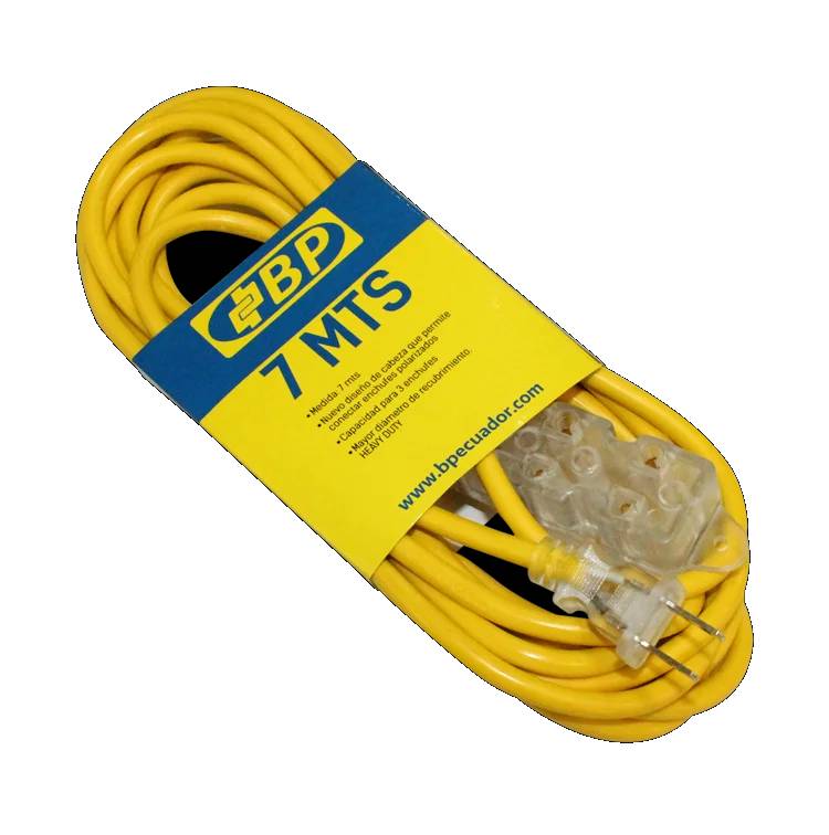 Extension Electrica BP 7 Metros Amarilla 3 Tomas BP00645