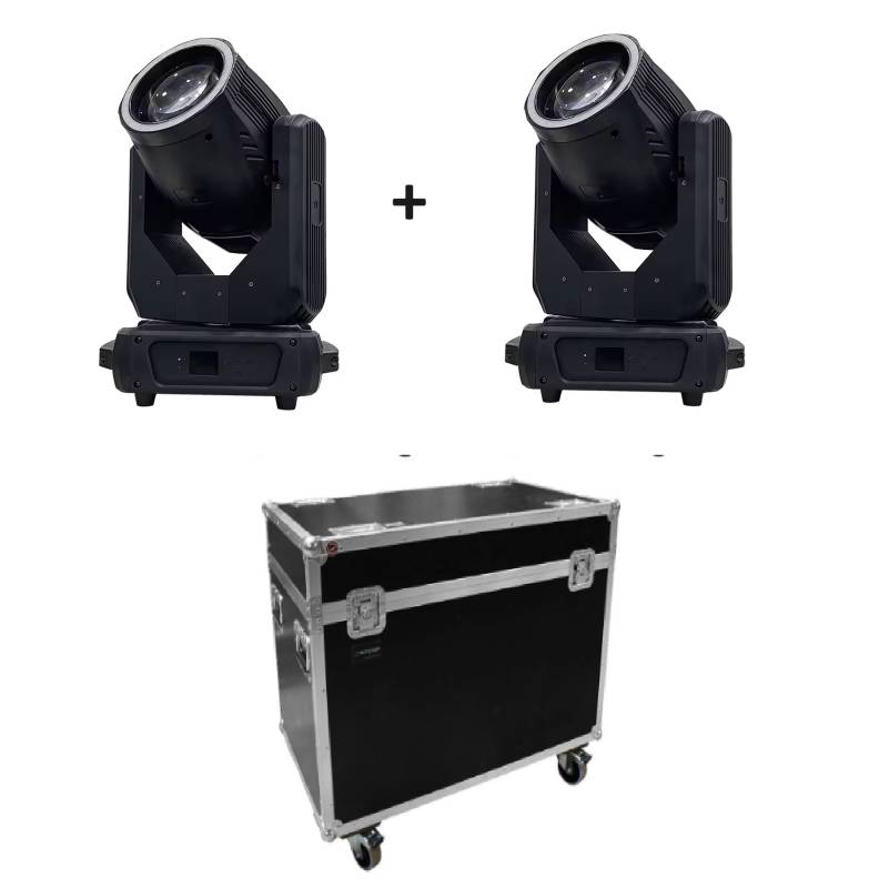  2 Luces Robotica Beam Spot Gobo 300w Dmx Ip54 Rgbw + Case Event Go