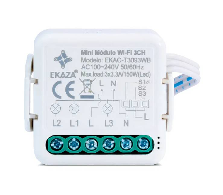 Switch Tuya TY2MINIBLU 110v 3 canales blanco wifi + Bluetooth-16A DK-INT-2400153CH.WIB.16A