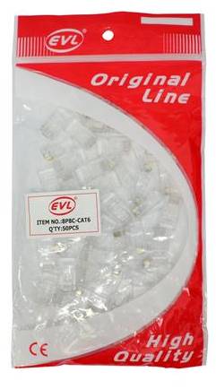 Conector Evl RJ45 CAT 6 100 conectores 8P8C-CAT6S