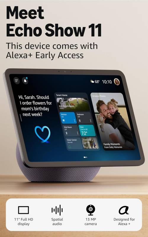 Parlante Inteligente Echo Show 11 2025 13mpx Wifi 6 con Alexa FHD 