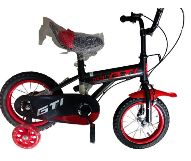 Bicicleta GTI aro 12 para niños roja ruedas de apoyo