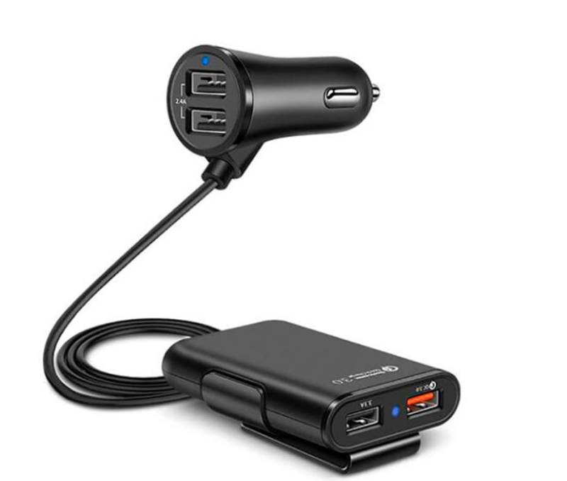 Cargador de auto 4 puertos carga rápida 8amp 1.8 metros