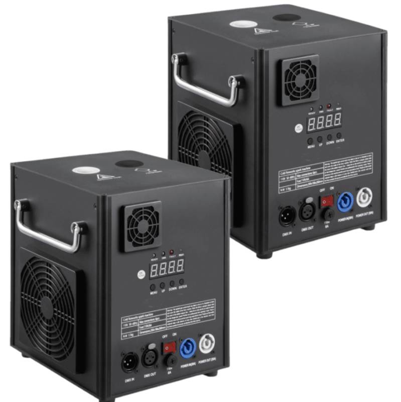 Kit de 2 Maquinas de Pirotecnia Fria + Case DMX 600w Interior Exterior
