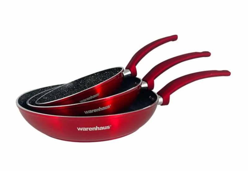 Sartén Warenhaus grafito 3 piezas rojo inducción M29539