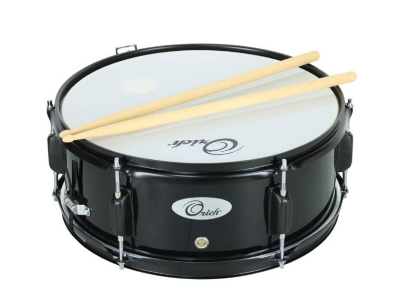 Tambor redoblante Orich 14x5.5 pulgadas osd-1455 bk negro con baqueta y correa