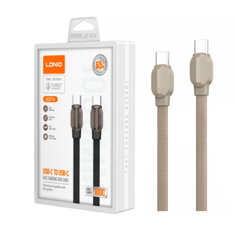 Cable Ldnio tipo C a tipo C LC211C 1 metro 65w tipo trenzado
