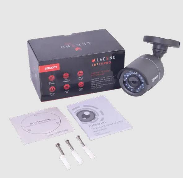 Cámara Epcom Bullet 3.6MM 20M IR IP66 12VDC gris