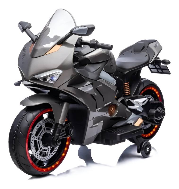 Moto a batería recargable Gris Ninja para niños con luz y mp3