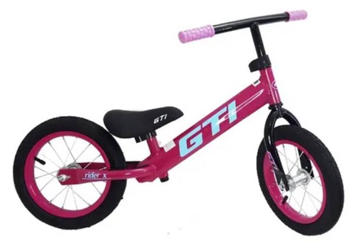 Bicicleta GTI aro 12X5 fucsia sin pedales para niños