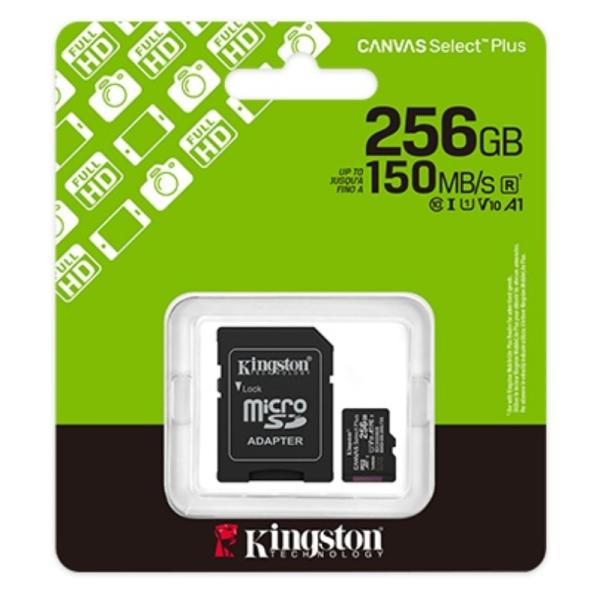 Memoria micro SD kingston 256gb canvas select plus gen3 150mb/s A1