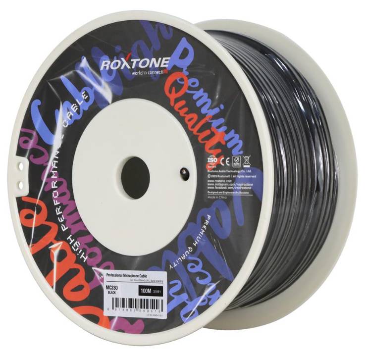 Cable para micrófono 6.2MM ST por rollo 100MT negro MC230-100M-BK