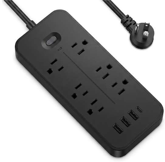 Regleta Electrica 6 Salidas 3 Puertos Usb + 1 Puerto Tipo C
