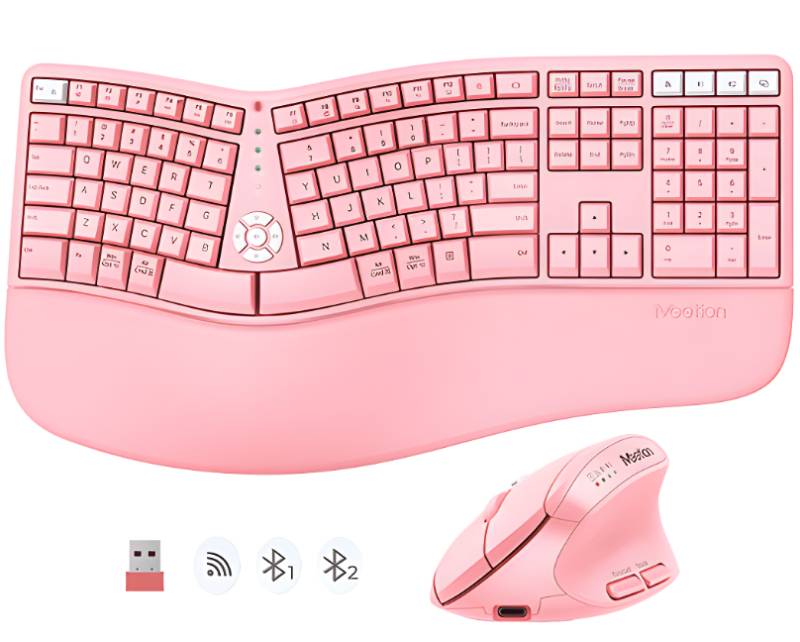 Teclado combo Meetion teclado y mouse MT-DIRECTOR C2 wireless rosado