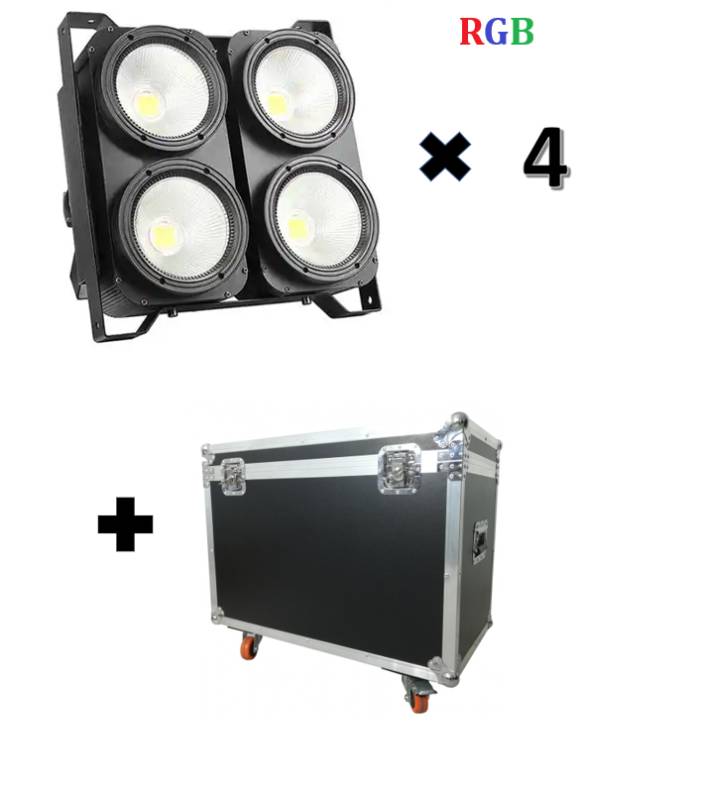 Kit 4 BLinder  x 100w RGB Cob 4 Potente + Rack Event Go Color