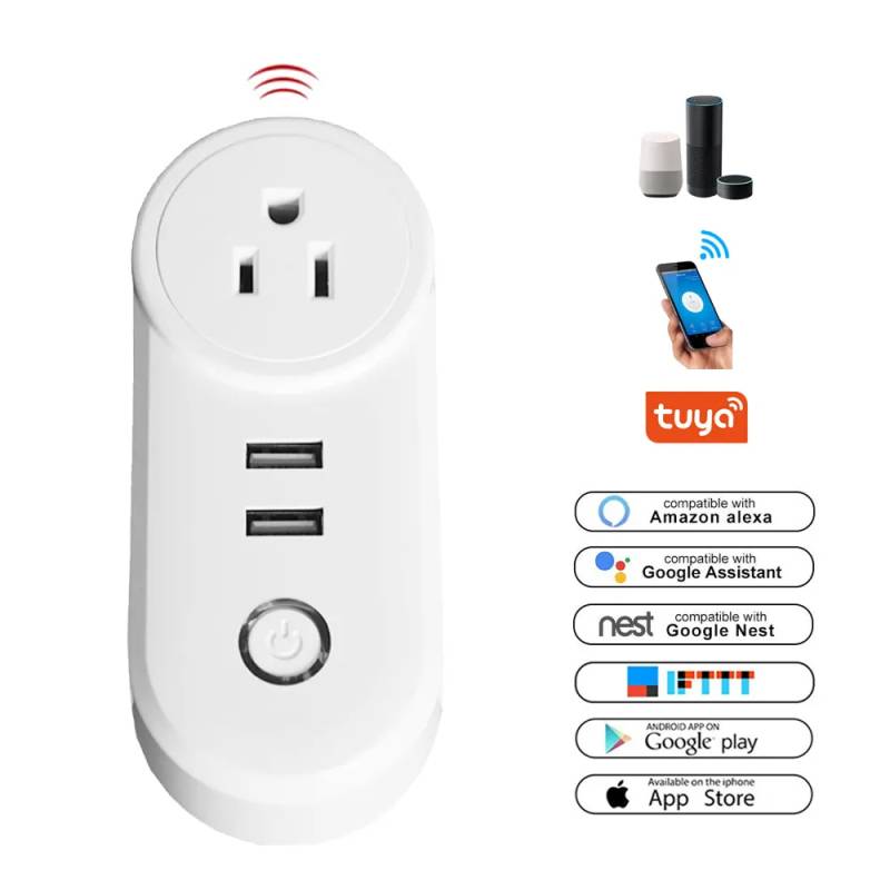 Enchufe Toma Switch Smart USB Inteligente + 2 USB Tuya 10A PA8-US