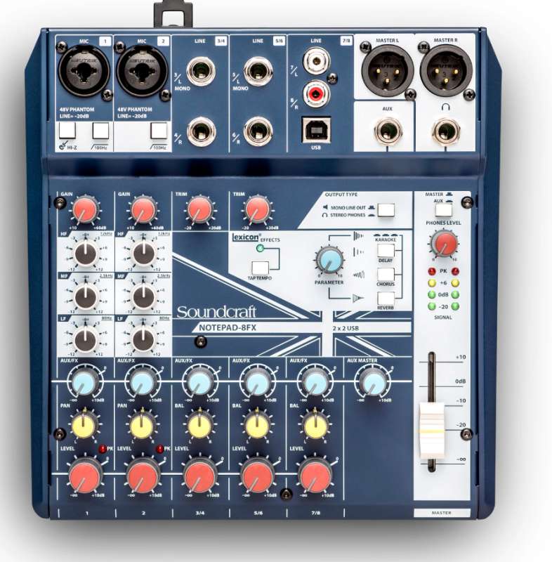 Consola de audio analógica compacta SOUNDCRAFT NOTEPAD 8FX 8 canales