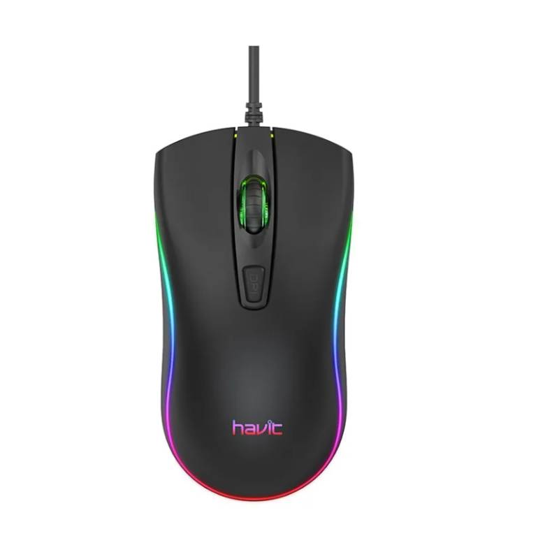 Mouse Havit HV-MS72-BK usb 4 botones con luz led gamer negro