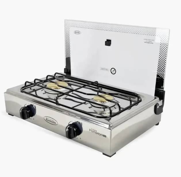 Cocineta Kombo KO-2Q001CT inoxidable 2 quemadores tapa vidrio