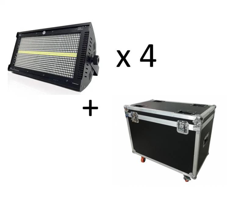 4 Luces de 1000w Estroboscopica RGB Flash Event Go + Rack 