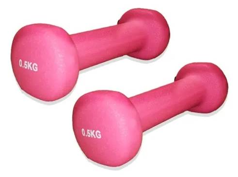 Mancuerna de goma tipo hueso 0.5KG dos unidades color rosa