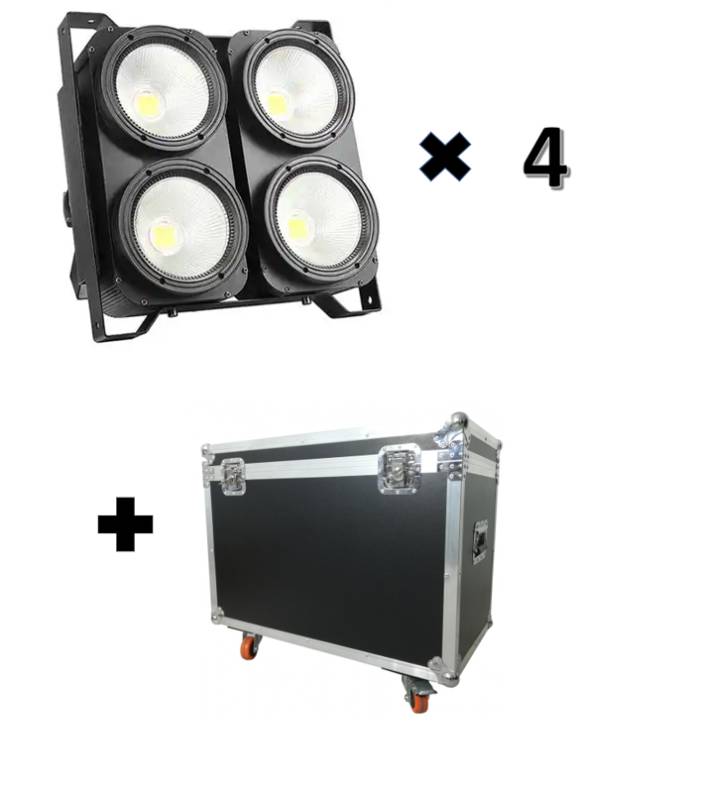 Luces 4 x 100w Blinder Cob 4 Potente 4 x 100 Kit de 1 + Rack  Event Go Audiencia Escenario