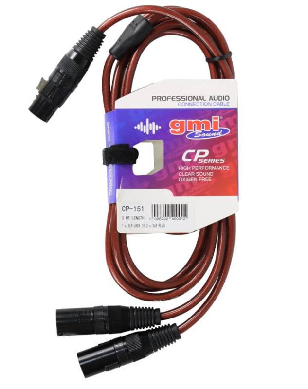 Cable GMI sound 1 JACK XLR X 2 PLUG XLR 2 metros
