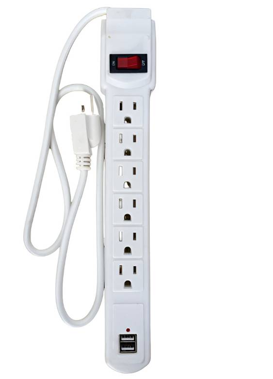 Regleta supresor de picos con USB blanca 6 salidas 