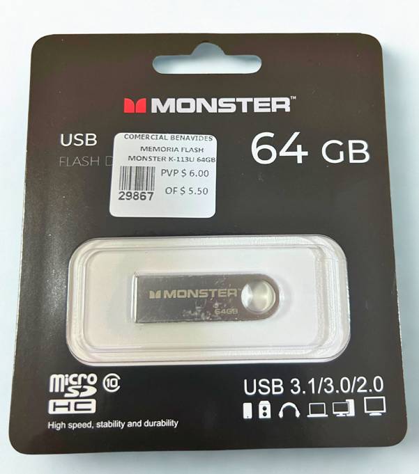 Memoria flash Monster K-113U 64GB