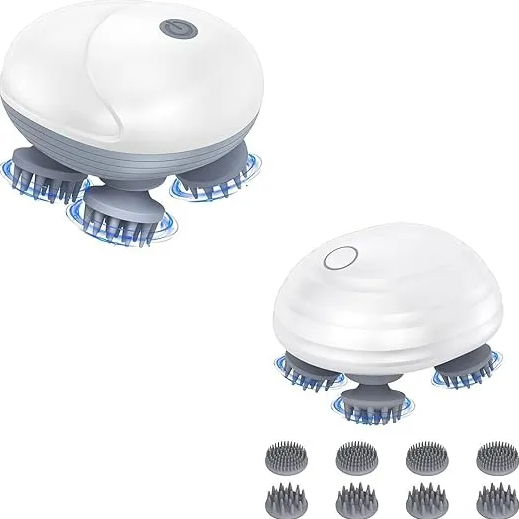 Masajeador eléctrico para el cuero cabelludo 4 cabezales de masaje IPX6