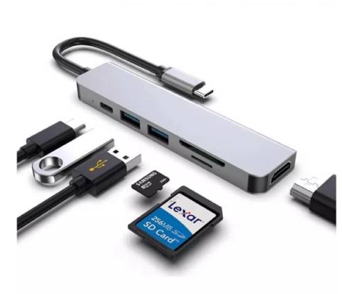 Hub USB Altek 6 en 1 hdmi+2 usb 3.0+sd+microsd+tipo C