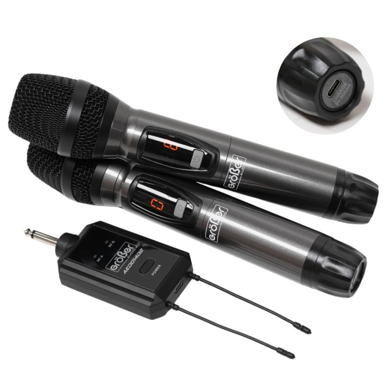 Micrófono Inalámbrico Grober Doble Uhf Aedo Series Aedo14d2