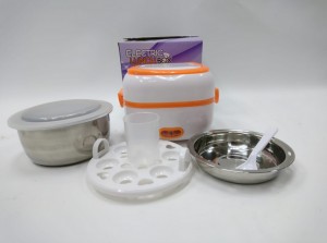 Lonchera Eléctrica Portátil + 2 Recipientes Metálicos Huevos 