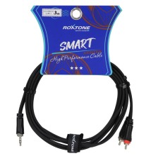 Cable discman Roxtone 2 plug rca x 1 plug 3.5 st 3 metros