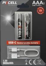 Pila Pkcell AAA recargable 900mwh tipo-c blister x 2p