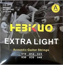 Juego de Cuerdas Metalicas para Guitarra Electro Acustica Metal Dorada 010-0.48