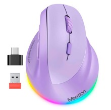 Mouse ergonómico inalámbrico Meetion MT-MBM010R purpura 2.4g y bluetooth