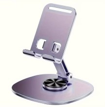 Soporte metálico para teléfono, soporte de escritorio giratorio de 360 grados con diseño plegable ajustable
