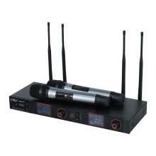 Microfono Inalambrico Doble  Grober UHF con efectos para Rack WM777