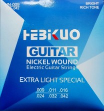 Juego de Cuerdas para Guitarra Electrica HN-009 Metalicas Plateadas 009-042
