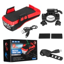 LUZ DE BICICLETA CON PITO Y SOPORTE  PARA CELULAR